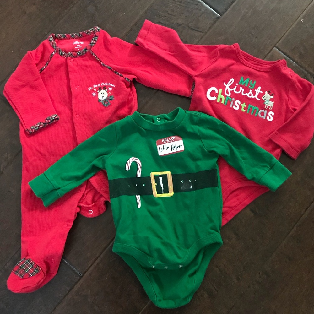 Lot of 3 Christmas onesies/bodysuits. 3 months